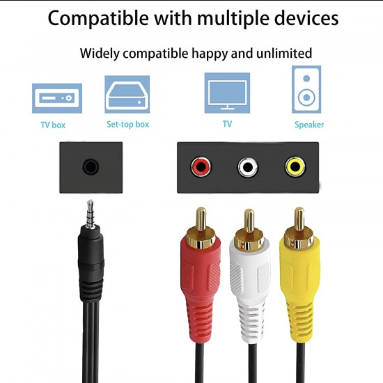 3.5mm Stereo Male to 3 RCA Male Audio Video AV Cable 1.5 Meter