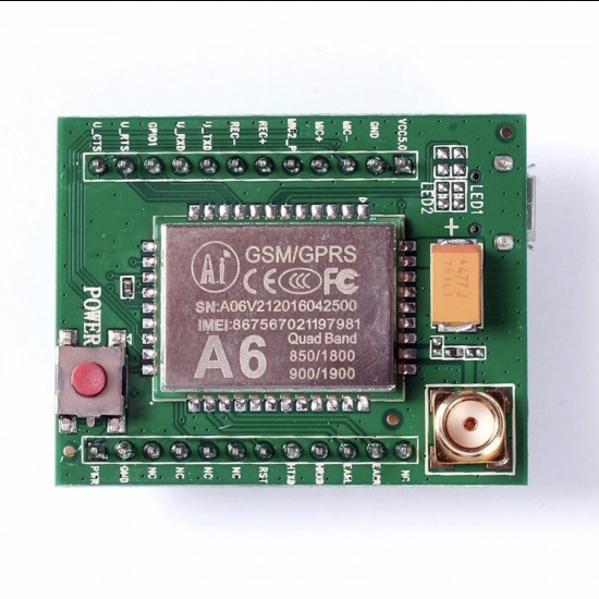 A6 GSM GPRS Module Quad Band SMS Voice with Antenna