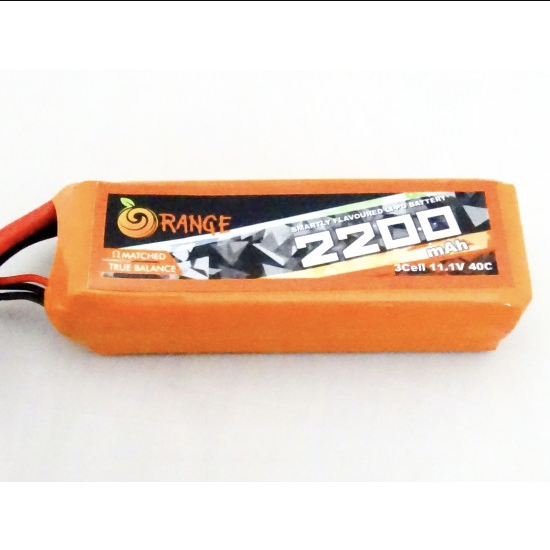 2200MAH 3S 40C/80C (11.1V) Orange Lithium Polymer Battery Pack (LiPo)