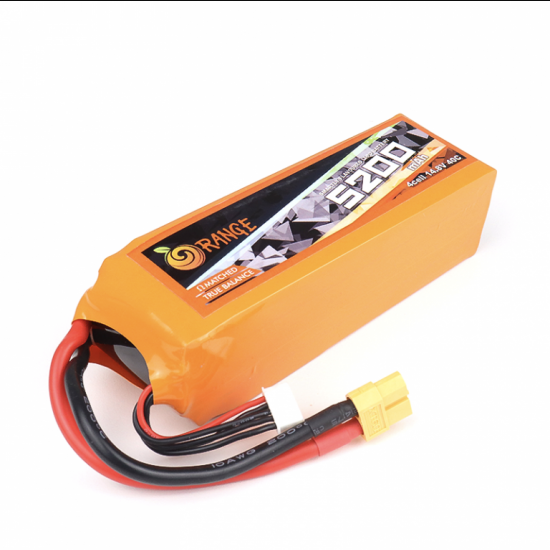 5200mAh 4S 40C (14.8V) Orange Lithium Polymer Battery Pack (LiPo)