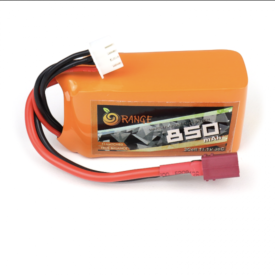 850mAh 3S 30C (11.1V) Orange Lithium Polymer Battery Pack (LiPo)